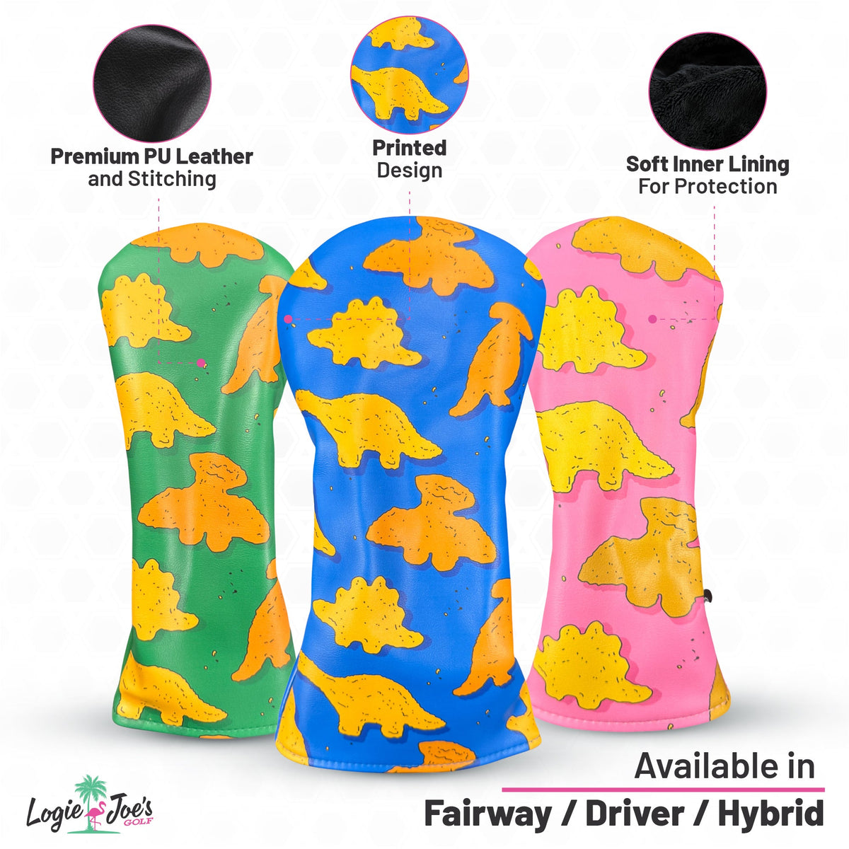 Dino Nugget Fairway Wood Headcover | Premium Golf Fairway Cover | Soft Protective Interior | Durable Synthetic Leather