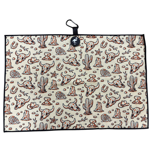 Badlands Golf Towel | 24” x 16” Microfiber Towel | Magnetic Clip & Carabiner | Premium Golf Accessory | Longhorn Desert Western