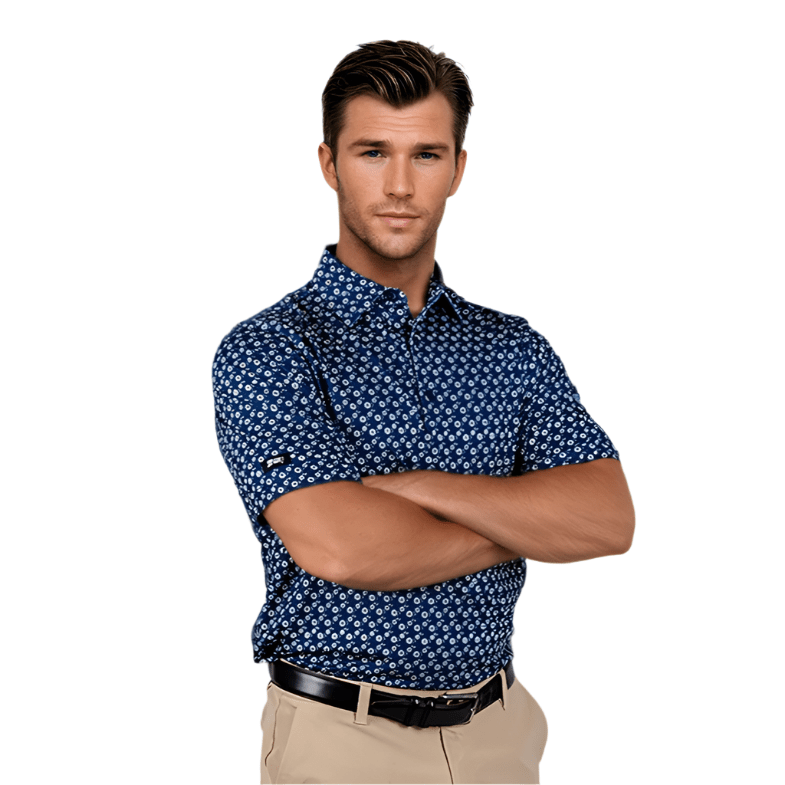 Blue Floral Men's Polo